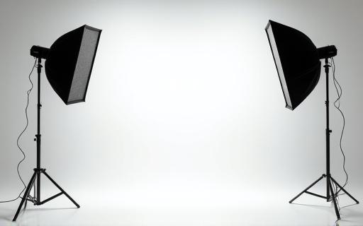 A professional photography studio with softbox lights